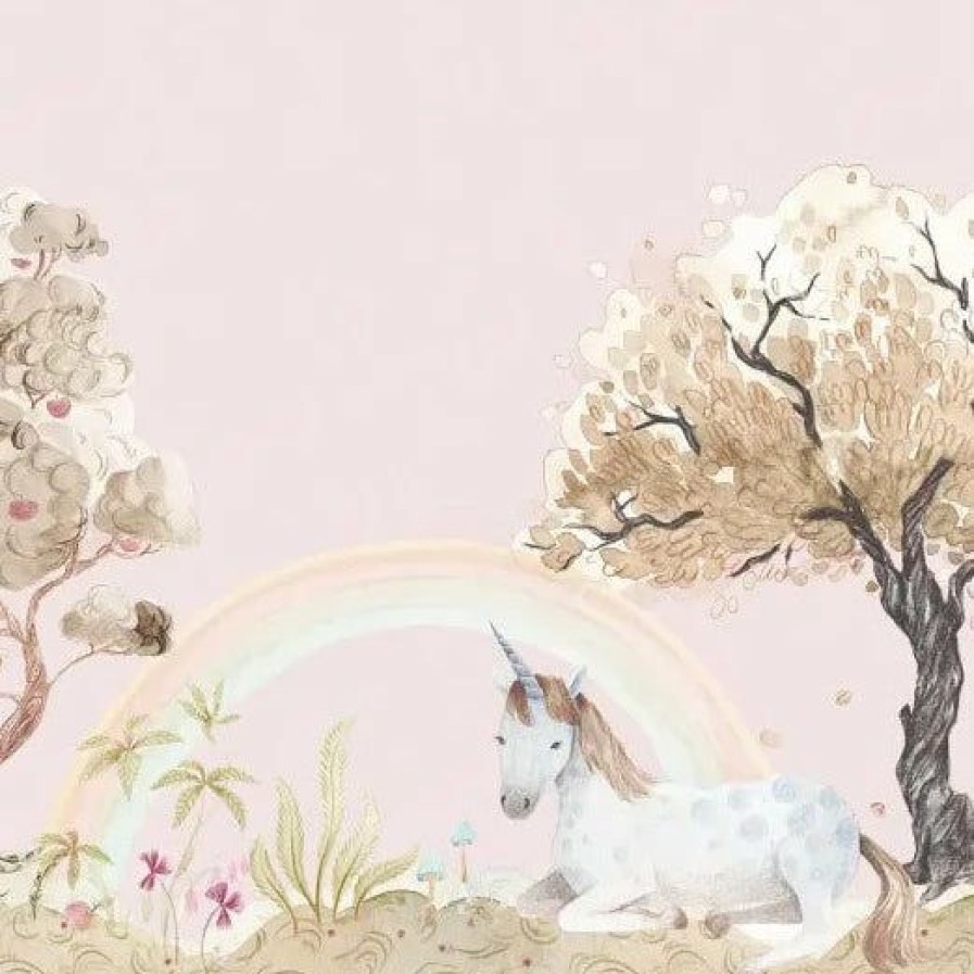 Kids Interiors & Decor * | Rebel Walls Kids Custom Wall Mural Unicorn Dream Bubblegum New Arrivals