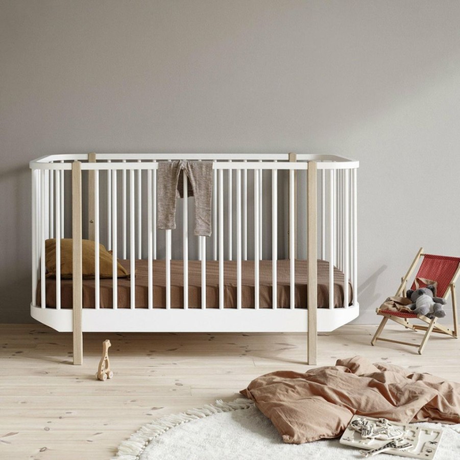 Kids Furniture * | Oliver Furniture Wood Cot White/Oak Cots & Cribs