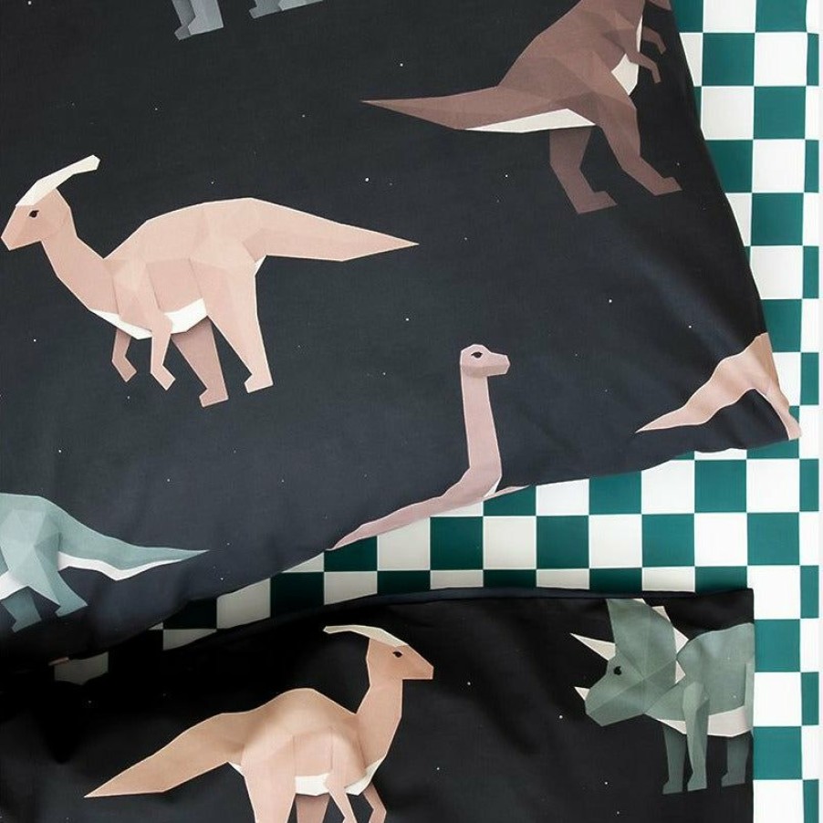 Kids Interiors & Decor * | Studio Ditte New Arrivals Dinosaur Bedding Set Dark Single