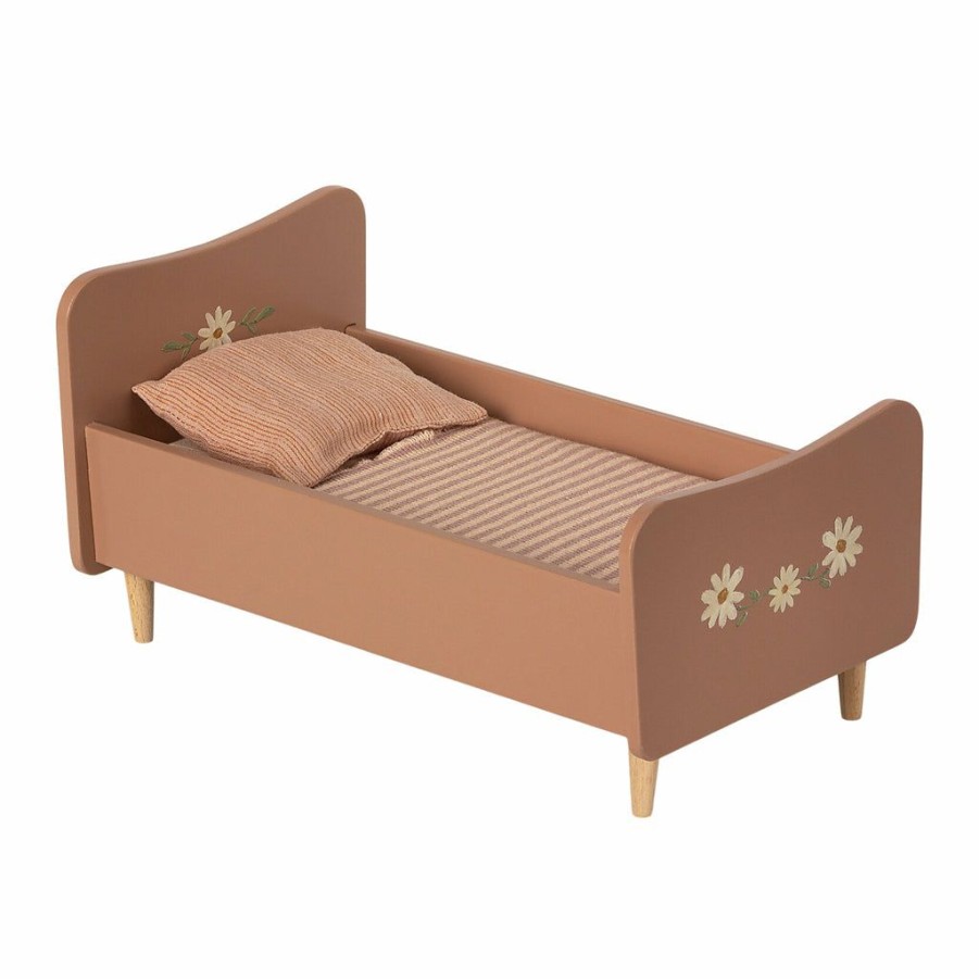 Gifts * | Maileg Mice & Bunnies Maileg Wooden Mini Bed Rose