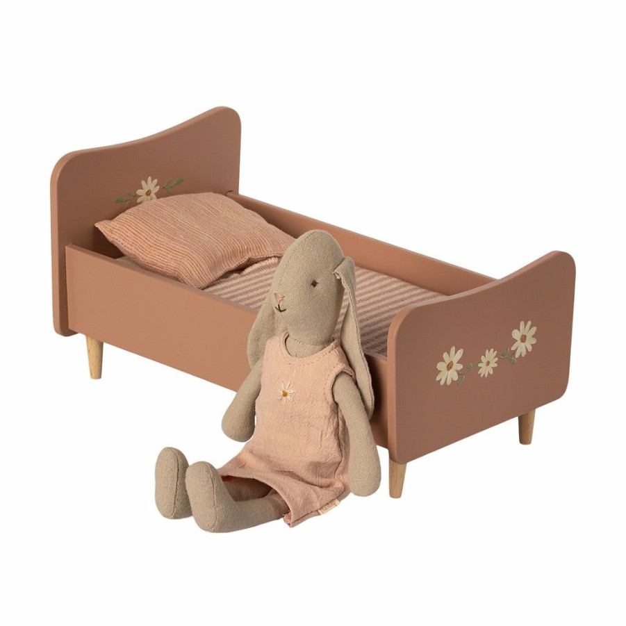 Gifts * | Maileg Mice & Bunnies Maileg Wooden Mini Bed Rose