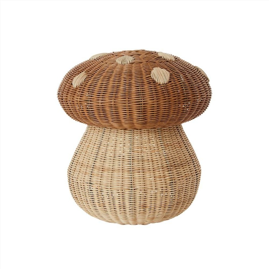 Kids Interiors & Decor * | Oyoy Mushroom Basket In Natural Toy Storage Baskets