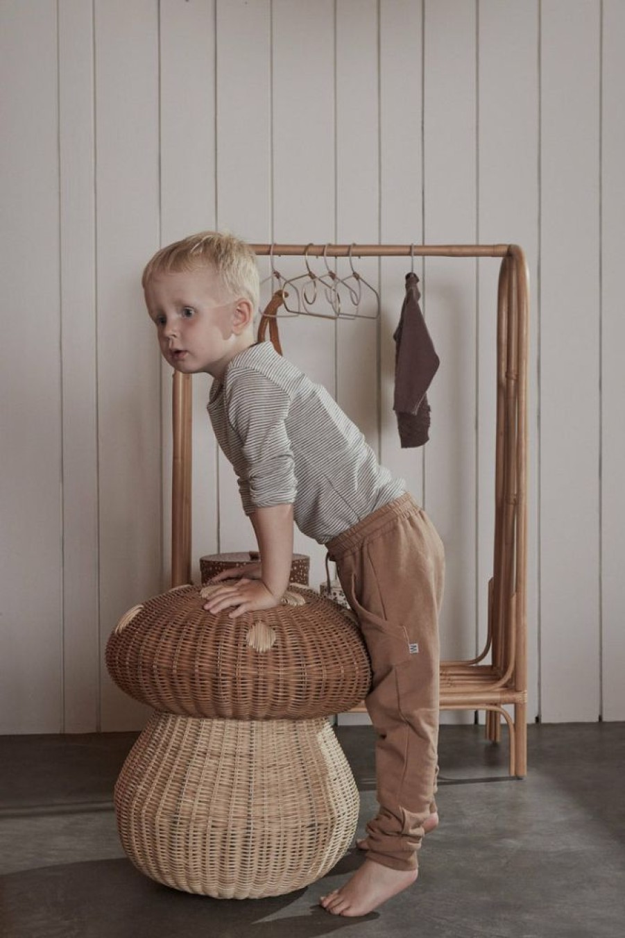 Kids Interiors & Decor * | Oyoy Mushroom Basket In Natural Toy Storage Baskets