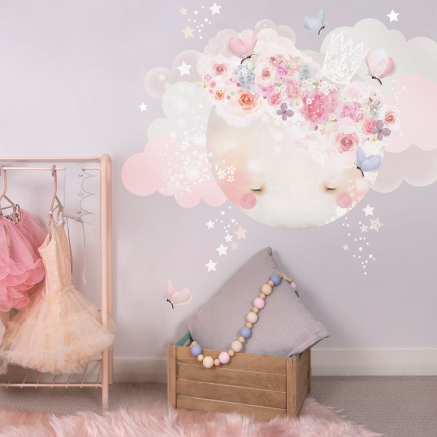 Kids Interiors & Decor * | Schmooks Sleepy Moon Wall Stickers Pink