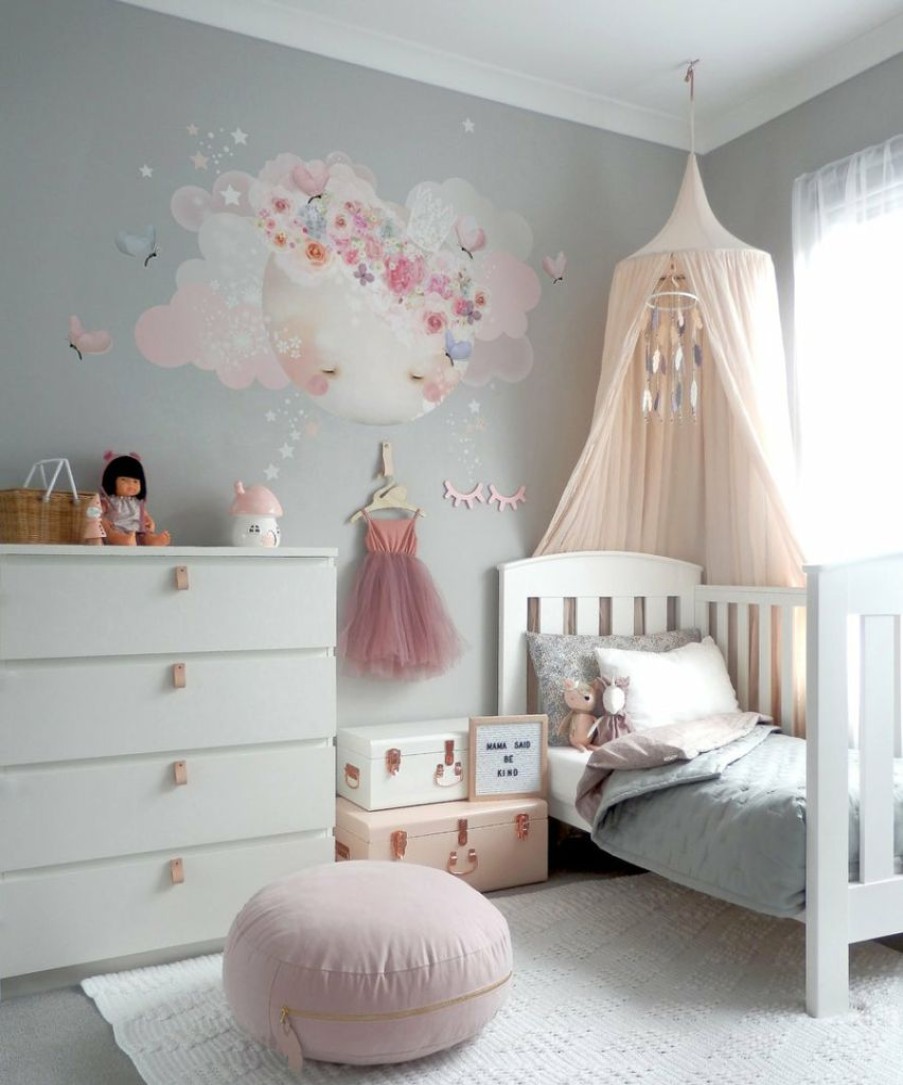 Kids Interiors & Decor * | Schmooks Sleepy Moon Wall Stickers Pink