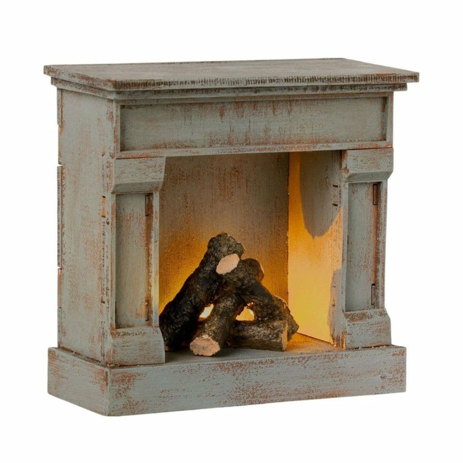 Gifts * | Maileg Fireplace Vintage Blue New Arrivals