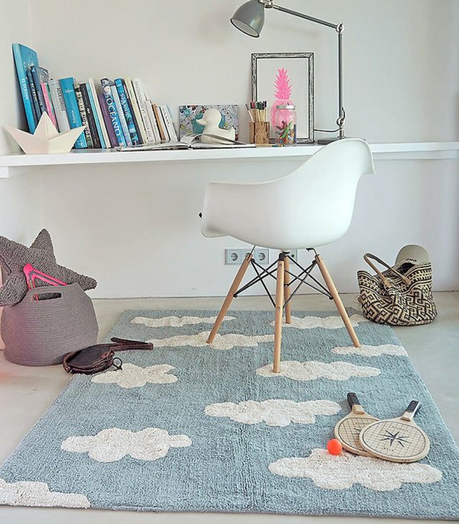 Kids Interiors & Decor * | Lorena Canals Machine Washable Rug Clouds Vintage Blue Rugs