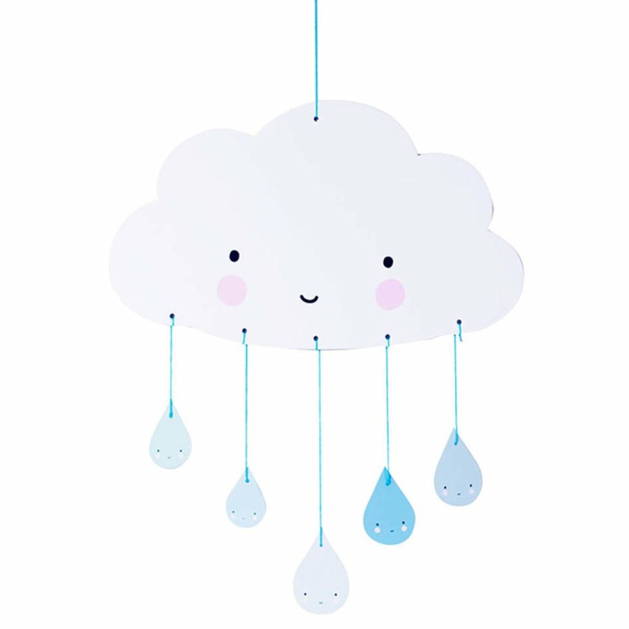 Kids Interiors & Decor * | A Little Lovely Company Cardboard Cloud Mobile Blue Mobiles