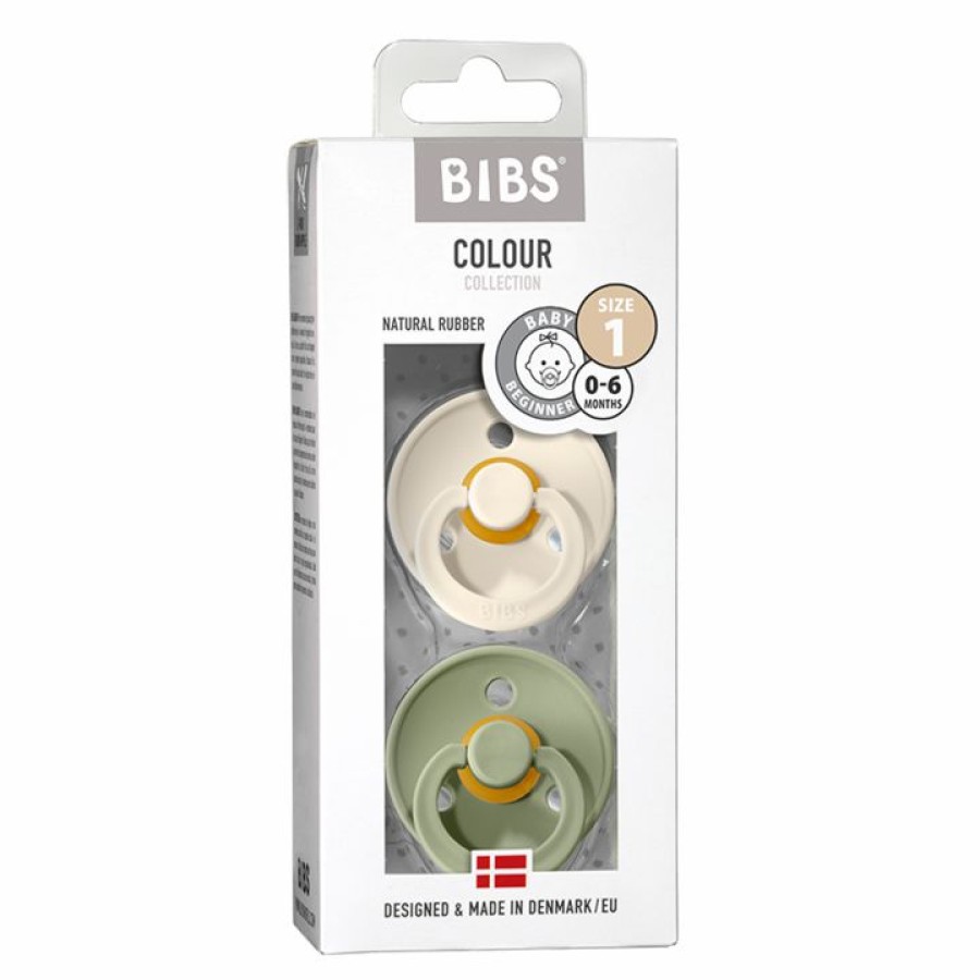 Gifts * | Baby Pacifiers | Soothers Bibs Colour 2 Pack Pacifier Ivory & Sage