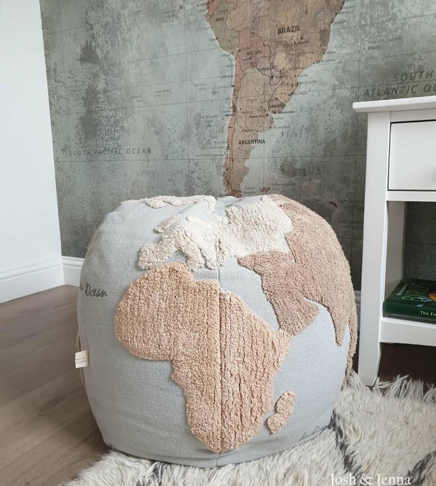 Kids Interiors & Decor * | Lorena Canals Pouffe World Map Pouffe & Beanbags