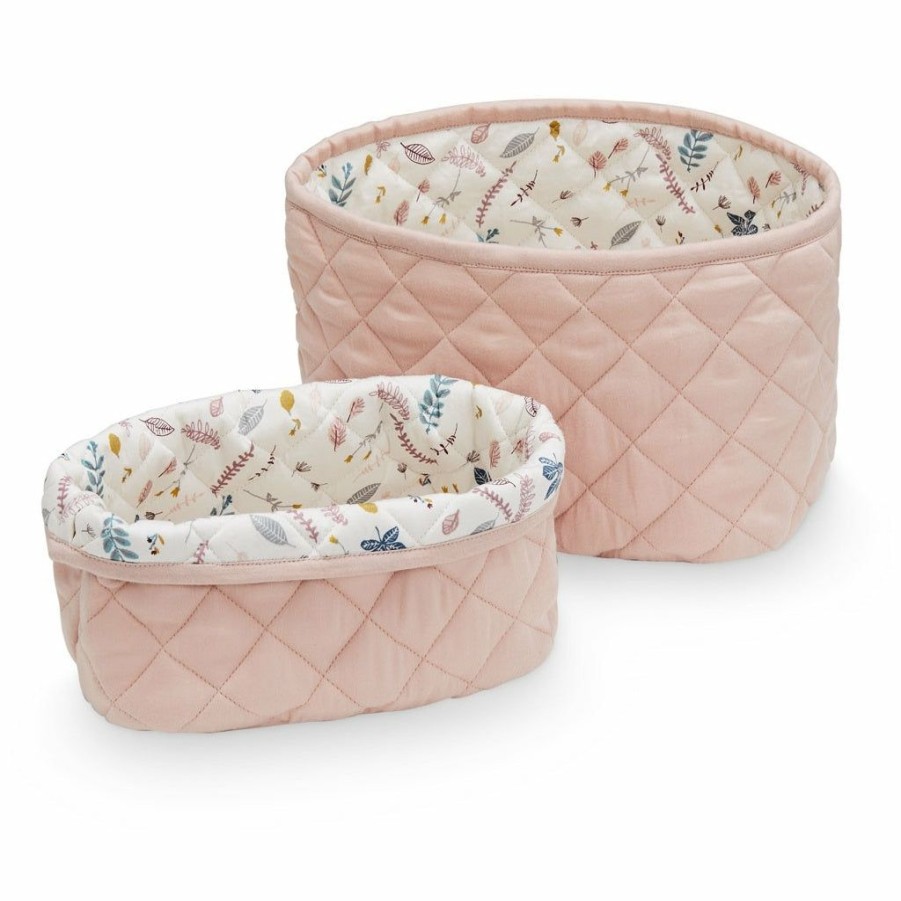 Kids Interiors & Decor * | Nursery Storage Caddy'S Cam Cam Copenhagen Quilted Storage Basket Set Blossom Pink