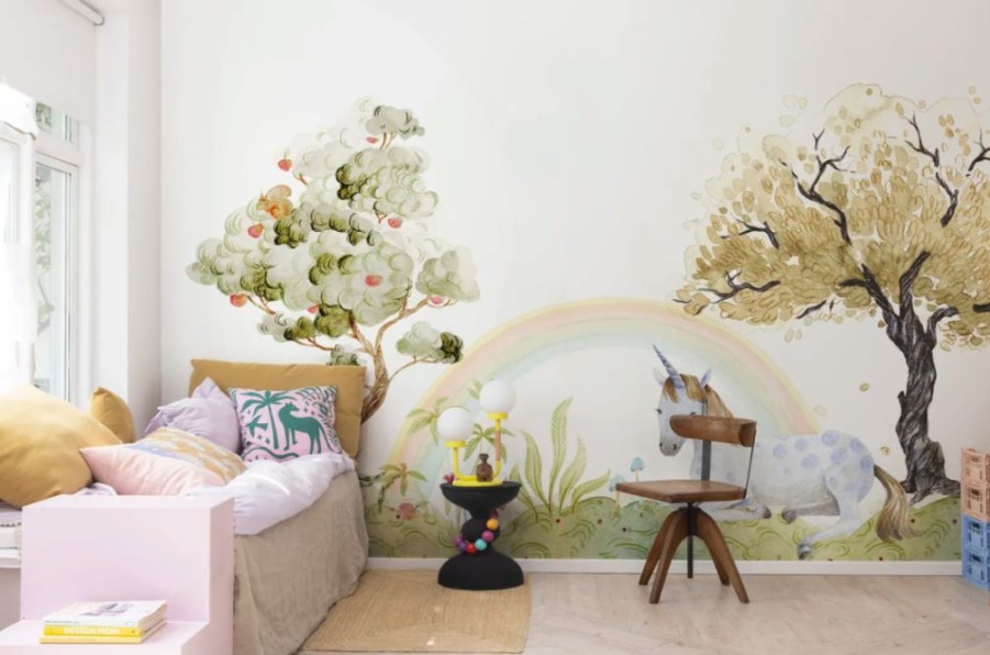 Kids Interiors & Decor * | Rebel Walls Kids Custom Wall Mural Unicorn Dream Rainbow