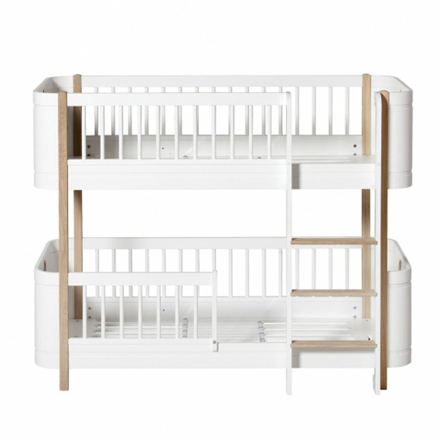 Kids Furniture * | Oliver Furniture Wood Mini+ Low Bunk Bed White/Oak Bunk Beds & Loft Beds