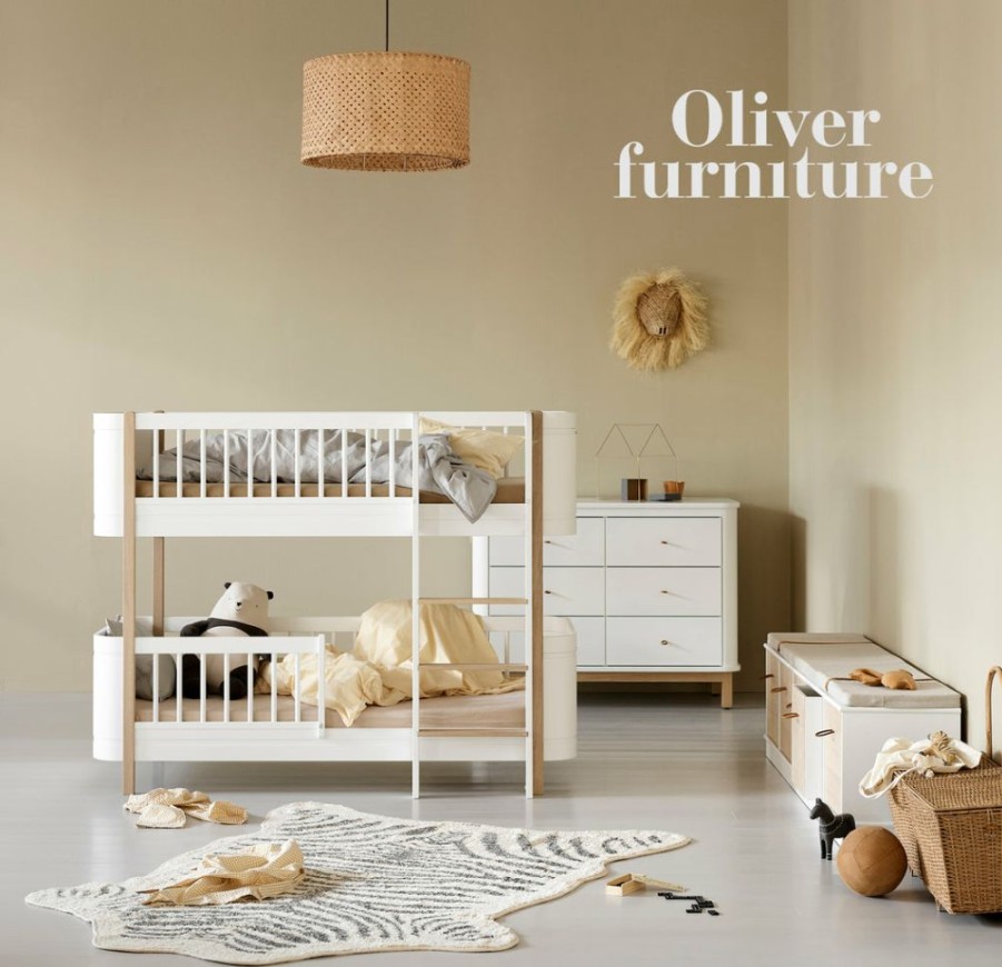 Kids Furniture * | Oliver Furniture Wood Mini+ Low Bunk Bed White/Oak Bunk Beds & Loft Beds