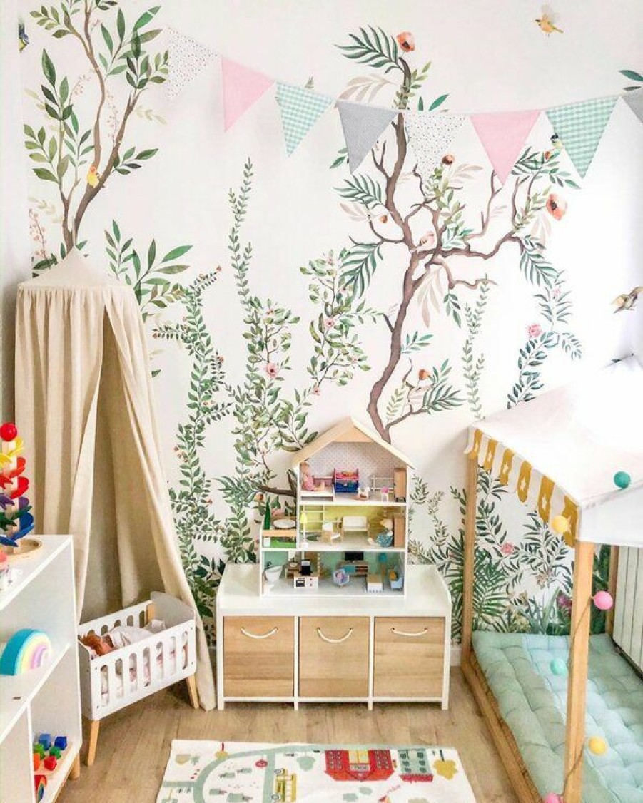 Kids Interiors & Decor * | Photowall Kids Custom Wall Mural Woodland Birds