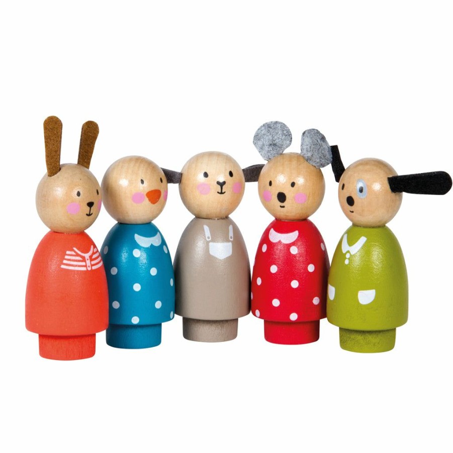 Gifts * | Moulin Roty La Grande Famille 5Pcs Wooden Doll Set