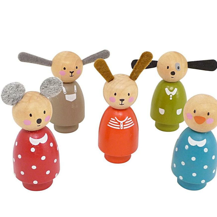 Gifts * | Moulin Roty La Grande Famille 5Pcs Wooden Doll Set