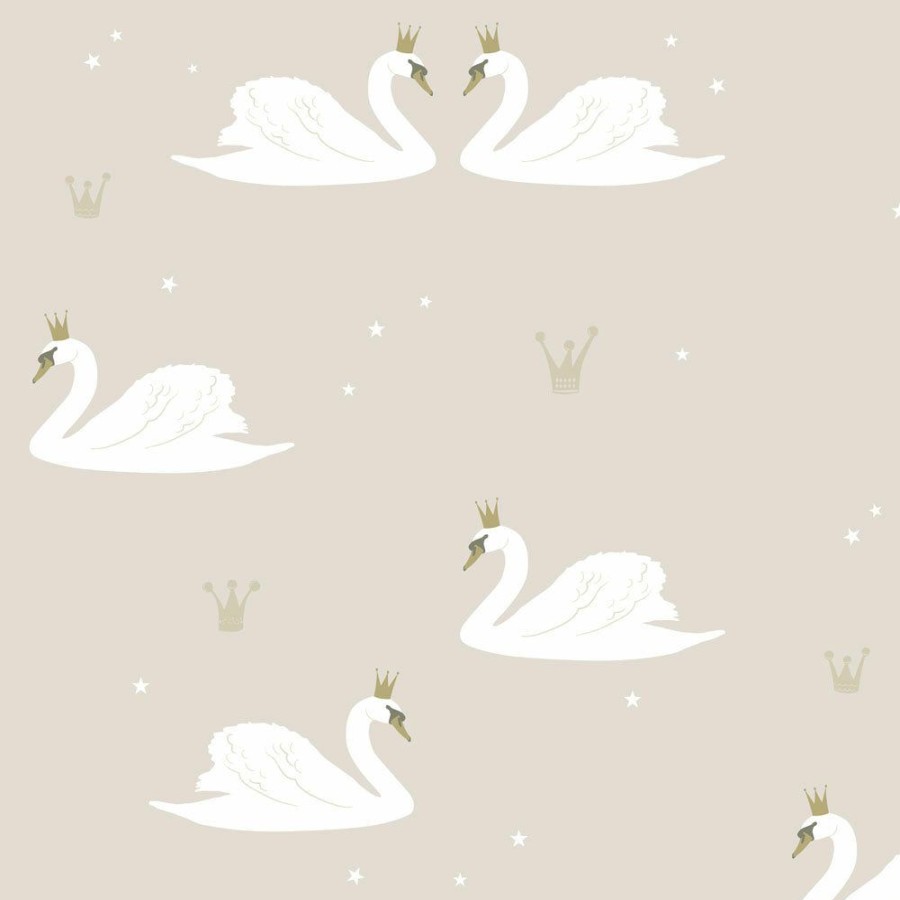 Kids Interiors & Decor * | Hibou Home Swan Pale Rose Wallpaper