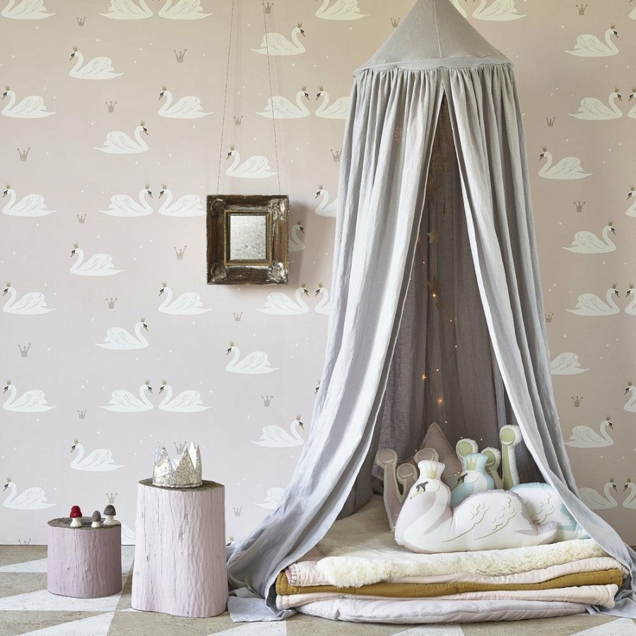 Kids Interiors & Decor * | Hibou Home Swan Pale Rose Wallpaper