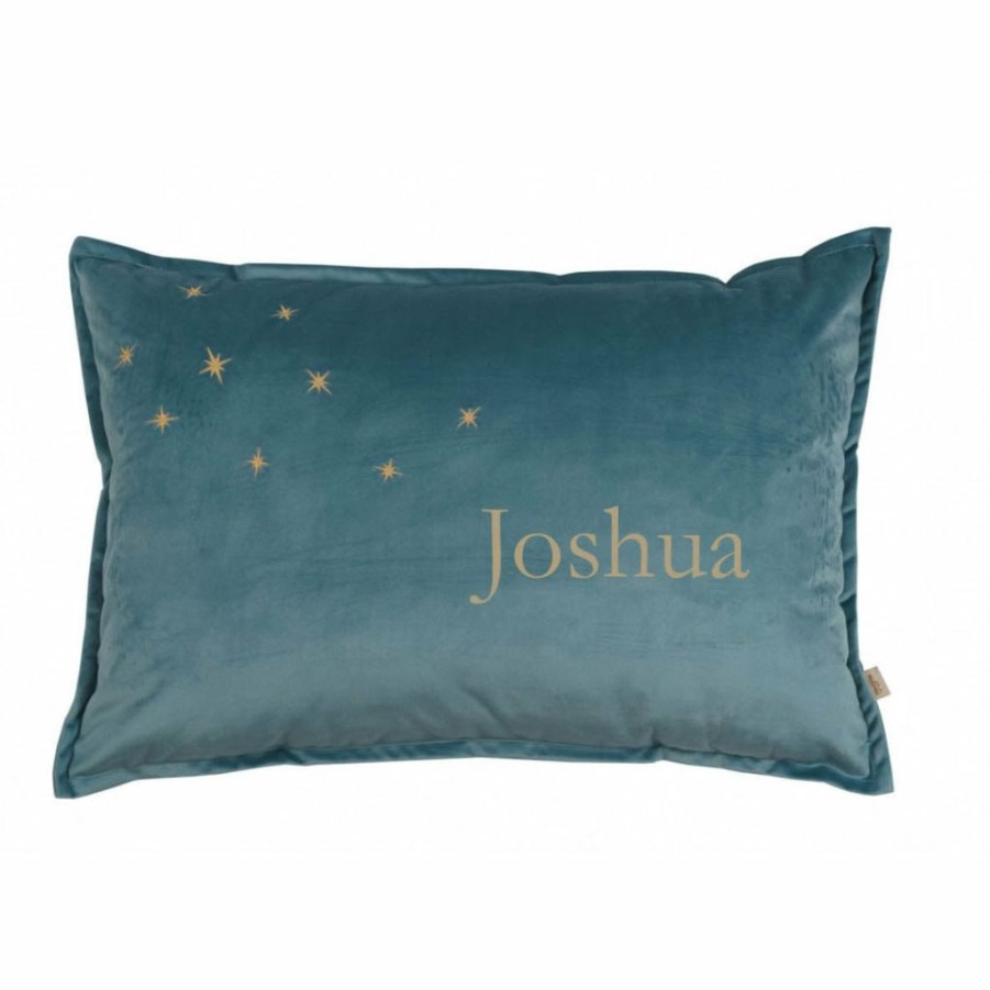 Kids Interiors & Decor * | Malomi Kids Personalised Luxury Velvet Cushion Teal New Arrivals