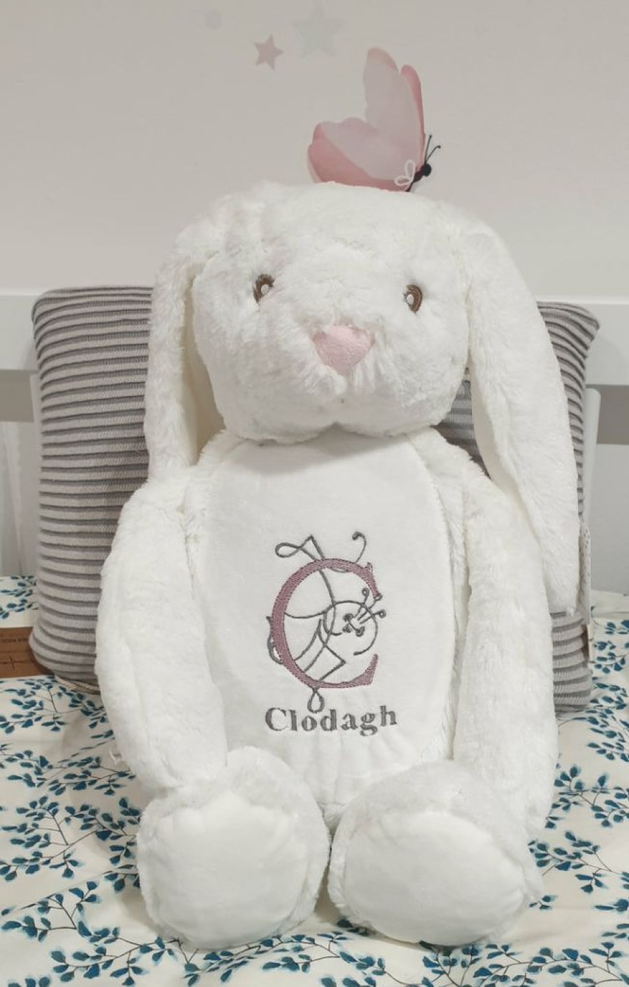 Kids Interiors & Decor * | Cherish Me Personalised White Bunny Decorative Items