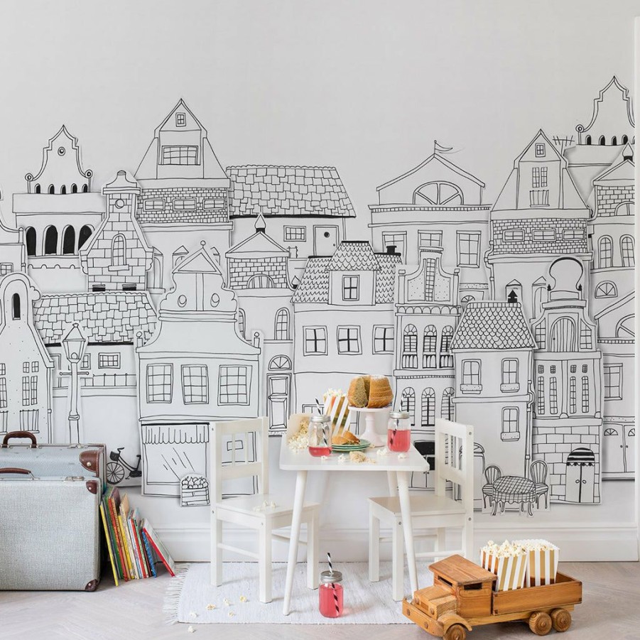 Kids Interiors & Decor * | Rebel Walls Kids Wallpaper Kids Custom Wall Mural London Houses