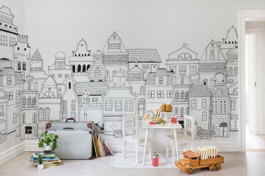 Kids Interiors & Decor * | Rebel Walls Kids Wallpaper Kids Custom Wall Mural London Houses