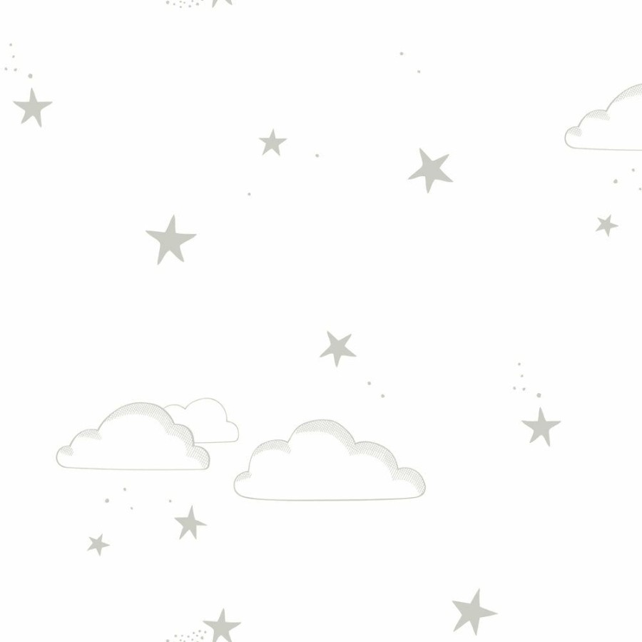 Kids Interiors & Decor * | Hibou Home Starry Sky Silver & White Wallpaper New Arrivals