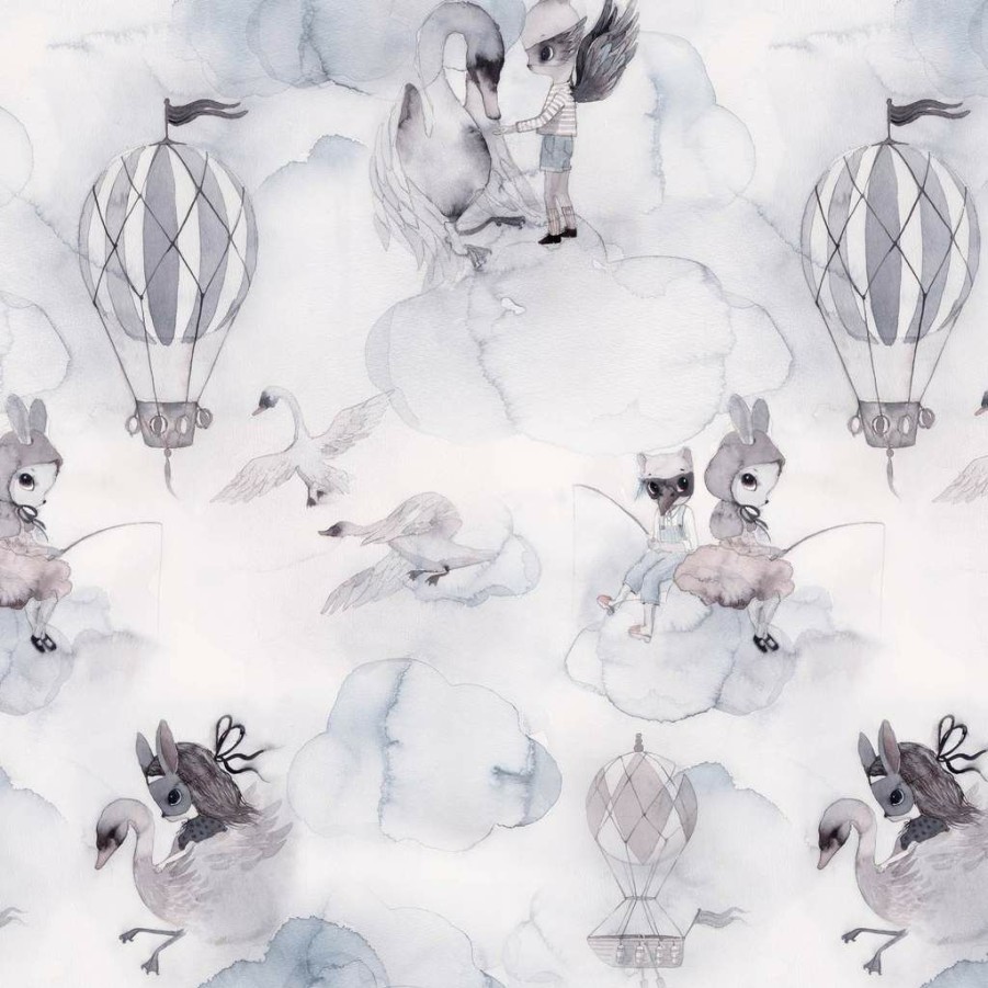 Kids Interiors & Decor * | Kids Wallpaper Jimmy Cricket Wallpaper Oh Cloud, Light Grey