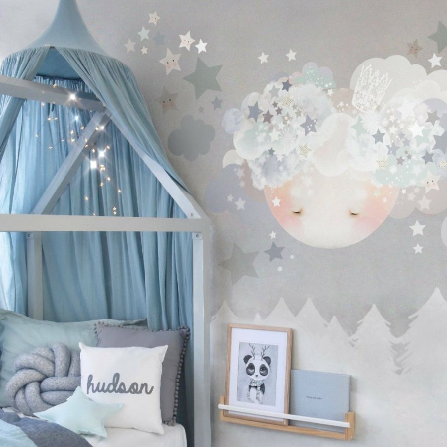 Kids Interiors & Decor * | Schmooks Sleepy Moon Wall Stickers Blue