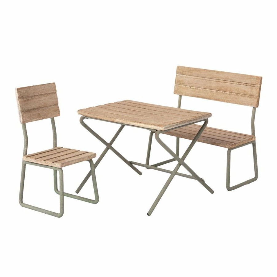 Gifts * | Maileg Garden Furniture Table, Chair & Bench Set Maileg Mice & Bunnies