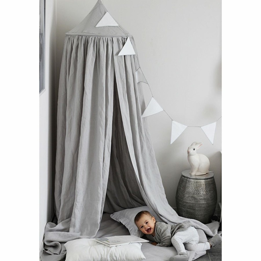 Kids Interiors & Decor * | Canopies & Teepees Cotton & Sweets Linen Canopy Light Grey