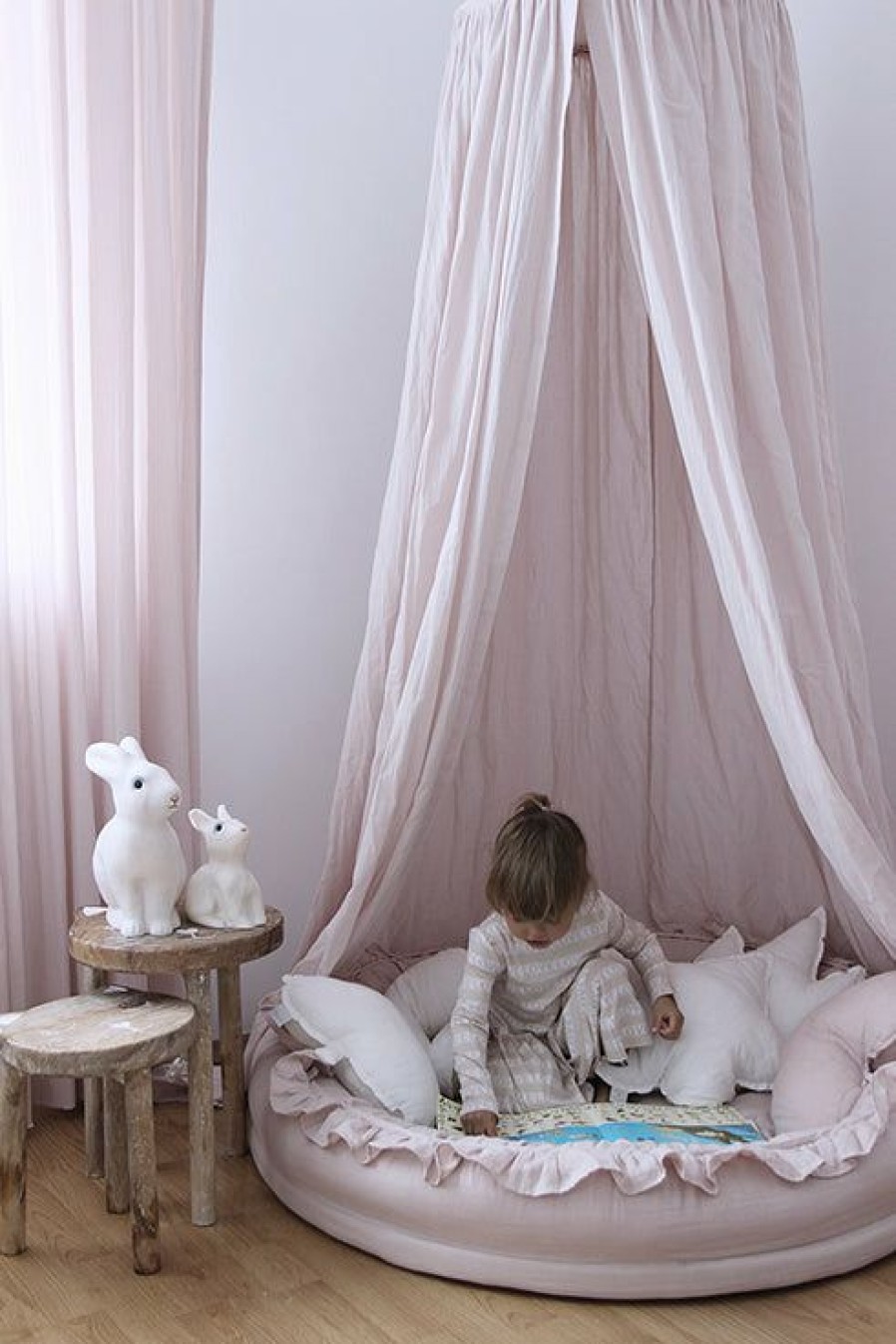 Kids Interiors & Decor * | Cotton & Sweets Linen Junior Nest Powder Pink