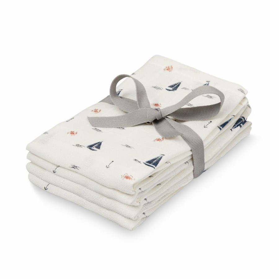 Gifts * | Build Your Own Gift Hamper Cam Cam Copenhagen Organic Muslin Wash Cloths Sailboats