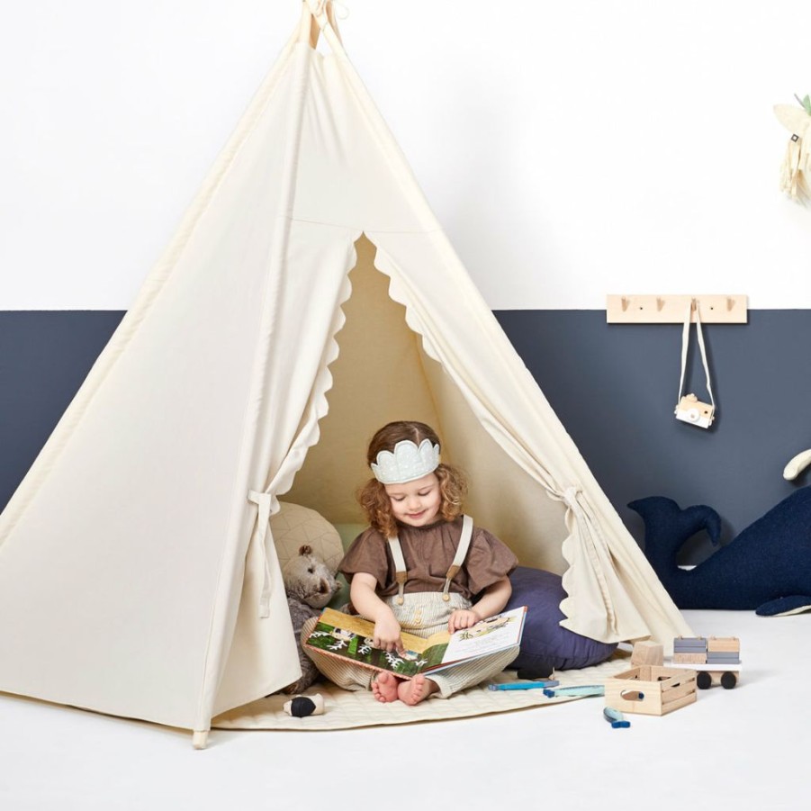 Kids Interiors & Decor * | Little Green Sheep Teepee Play Tent Linen Canopies & Teepees