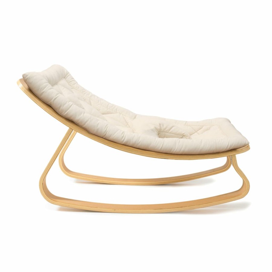 For Baby * | Bouncers & Baby Chairs Charlie Crane Levo Baby Rocker Beech + Organic White Cushion