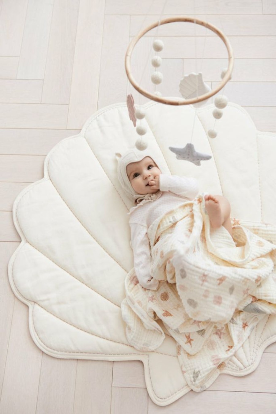 Kids Interiors & Decor * | Cam Cam Copenhagen Playnests & Playmats Cam Cam Organic Sea Shell Playmat Ivory