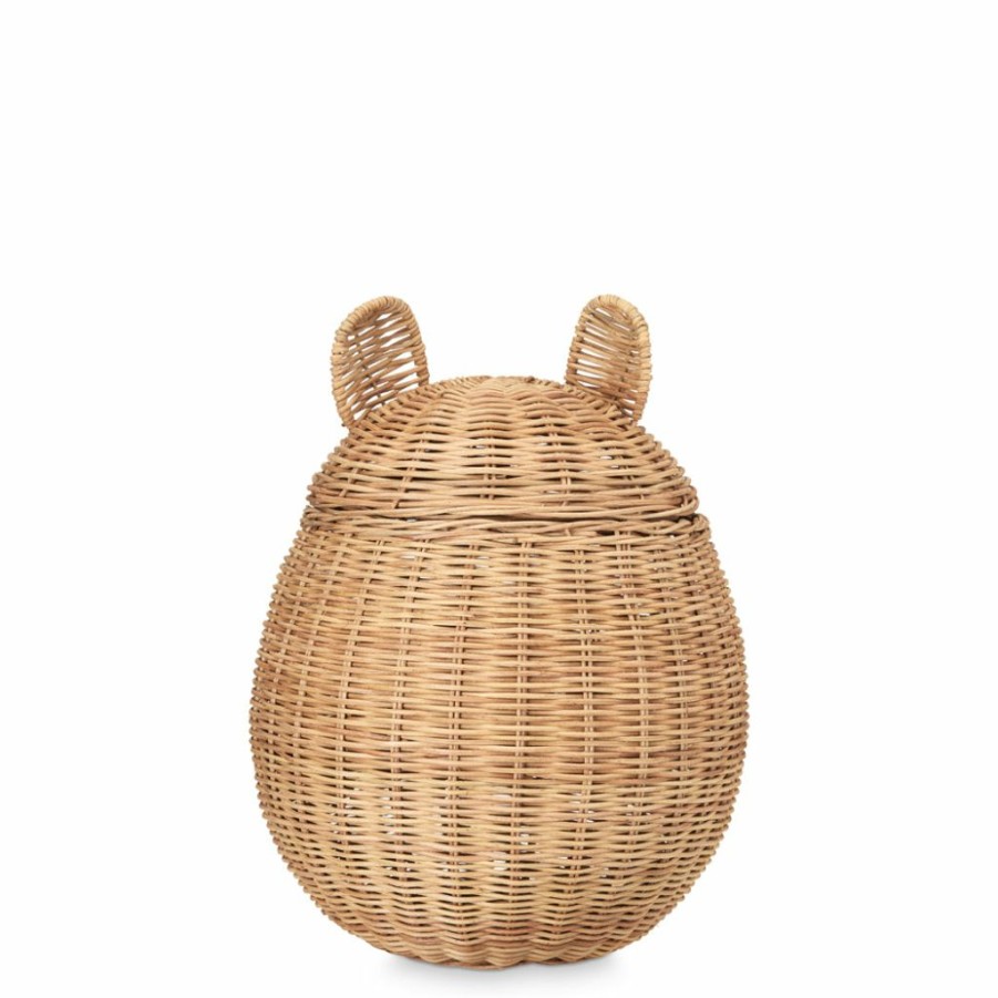 Kids Interiors & Decor * | Cam Cam Copenhagen Cam Cam Rattan Bear Storage Basket Toy Storage Baskets