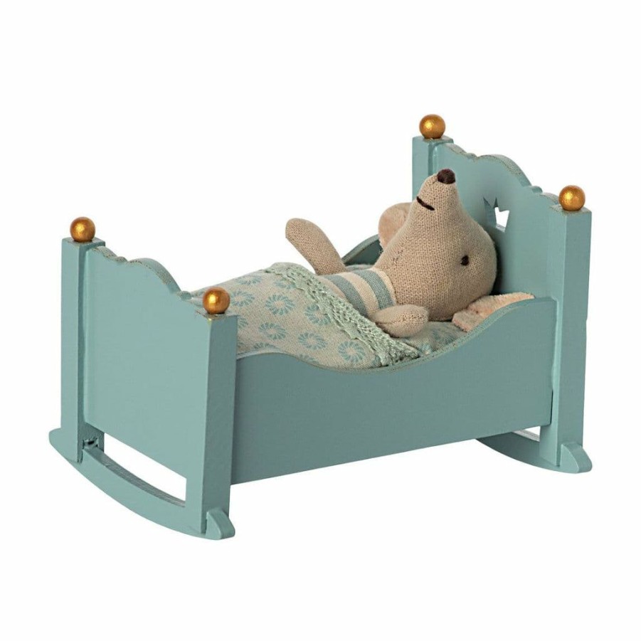 Play * | Maileg Baby Mouse Cradle Blue