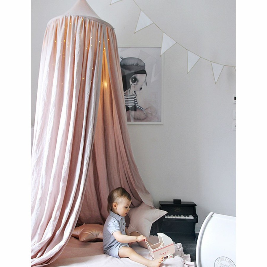 Kids Interiors & Decor * | Canopies & Teepees Cotton & Sweets Linen Canopy Powder Pink