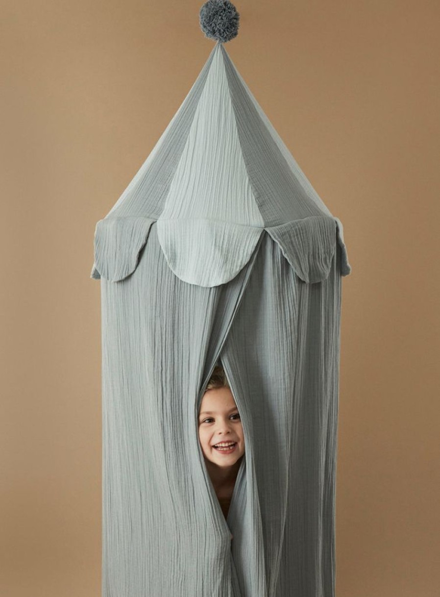 Kids Interiors & Decor * | Canopies & Teepees Oyoy Ronja Organic Cotton Canopy Blue