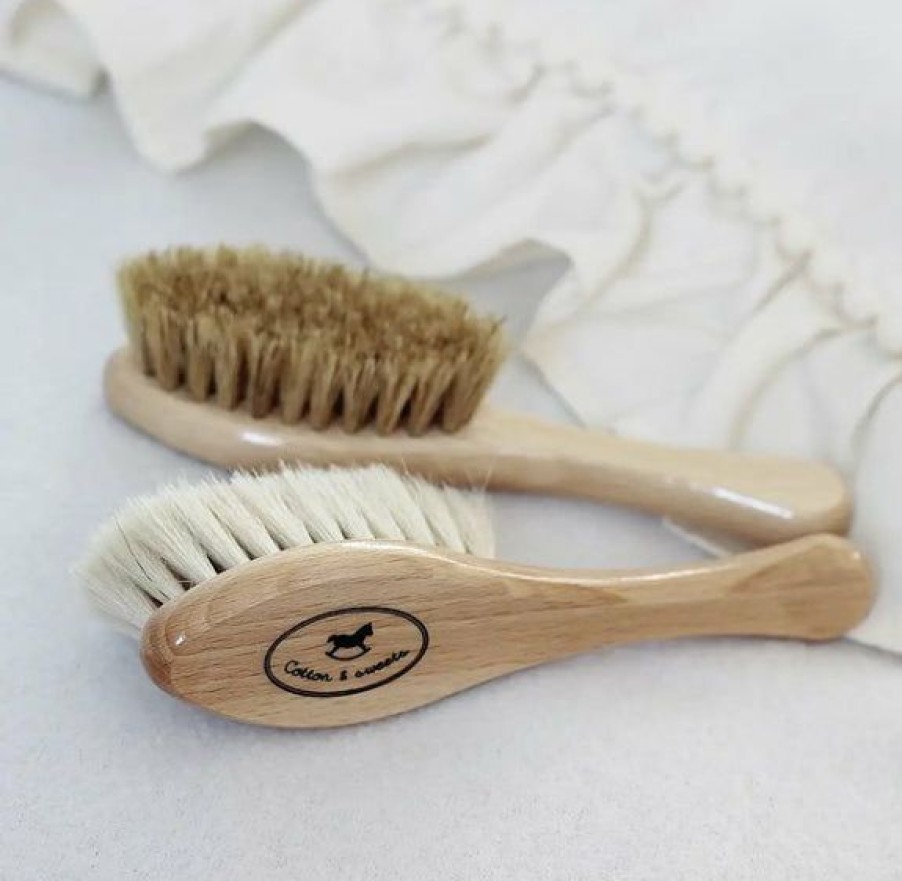 Gifts * | Cotton & Sweets Goat Wool Newborn Hair Brush Baby Bathtime