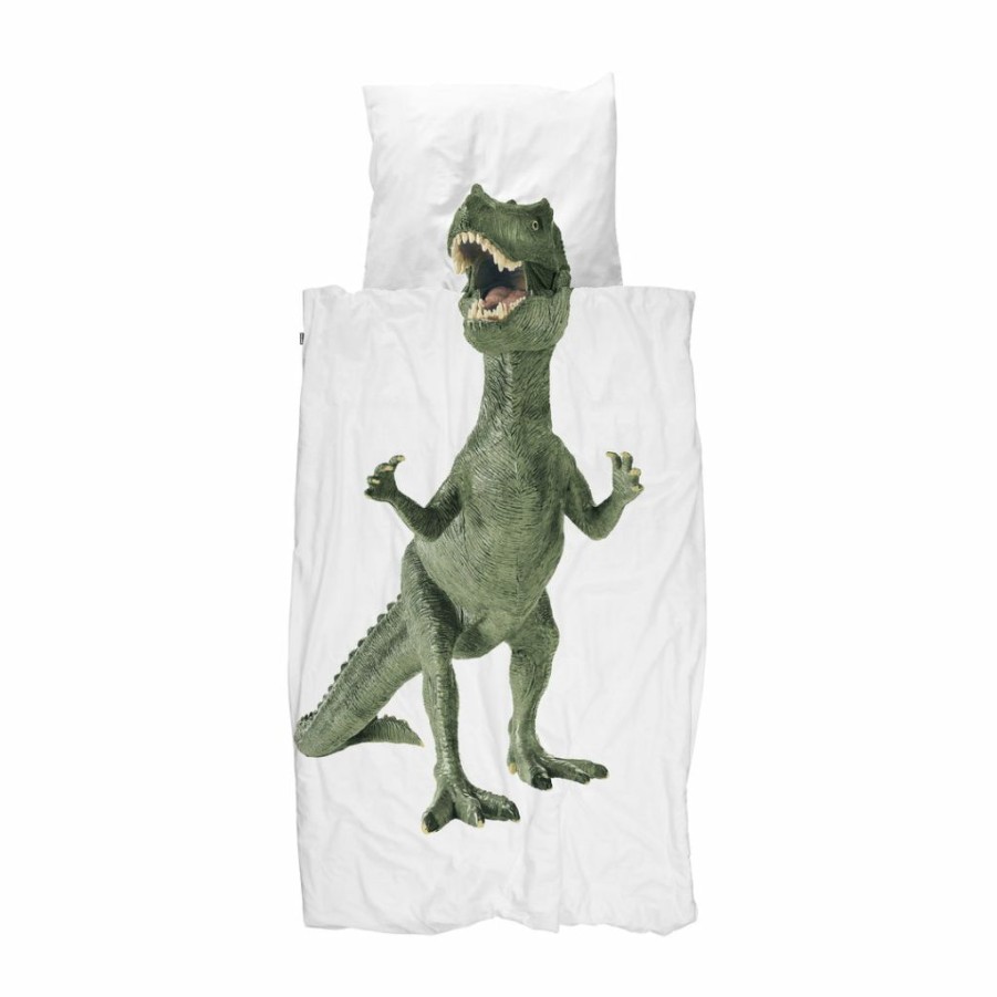 Kids Interiors & Decor * | Snurk Green Dino Organic Bedding Set