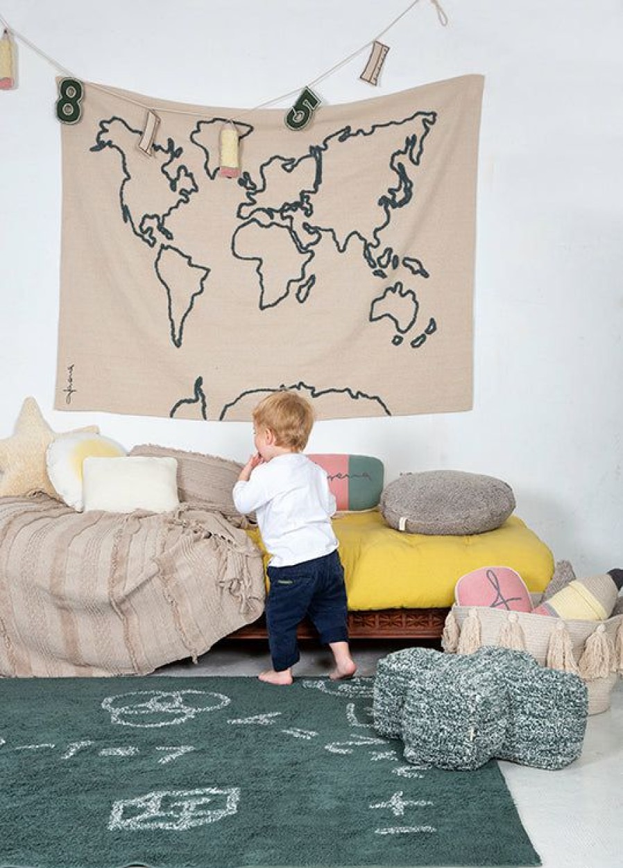 Kids Interiors & Decor * | Lorena Canals Wall Canvas World Map