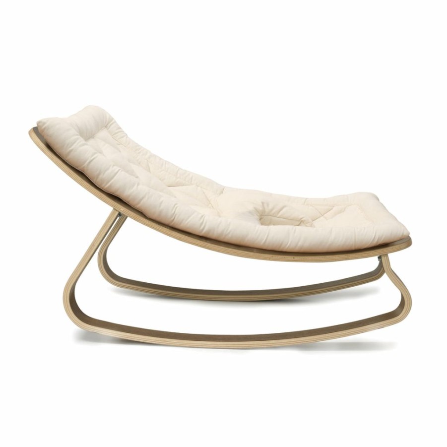 For Baby * | Bouncers & Baby Chairs Charlie Crane Levo Baby Rocker Walnut + Organic White Cushion