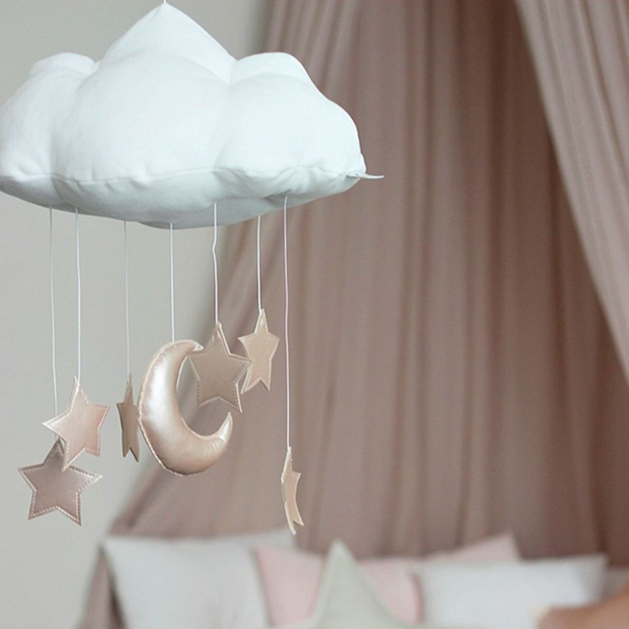 Kids Interiors & Decor * | Mobiles Cotton & Sweets Cloud Mobile Pink Moon & Stars