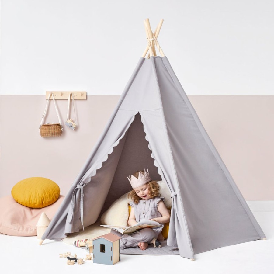 Kids Interiors & Decor * | Canopies & Teepees Little Green Sheep Teepee Play Tent Grey