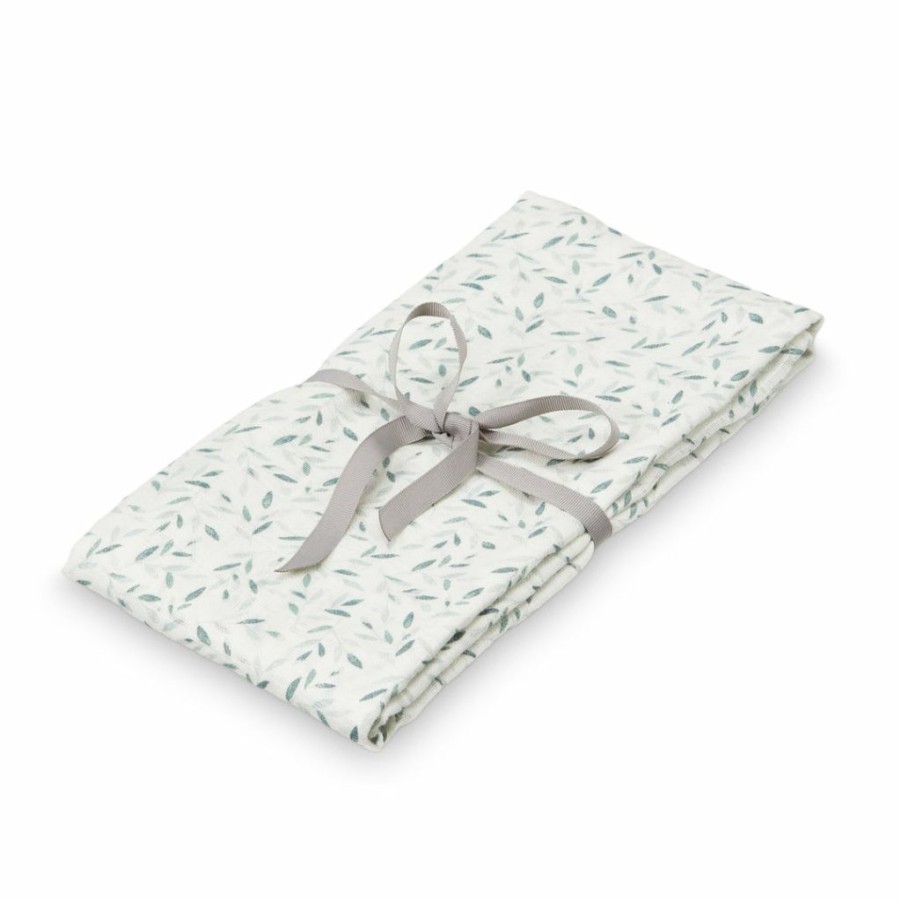 Kids Interiors & Decor * | Cam Cam Copenhagen Organic Swaddle Light Green Leaves