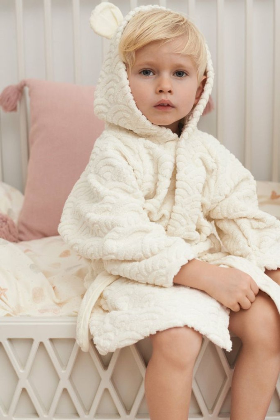 Gifts * | Cam Cam Copenhagen Cam Cam Hooded Organic Baby Bear Bathrobe Ivory Baby Bathtime