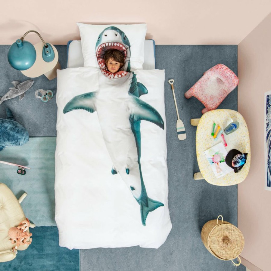 Kids Interiors & Decor * | Snurk Shark Organic Bedding Set